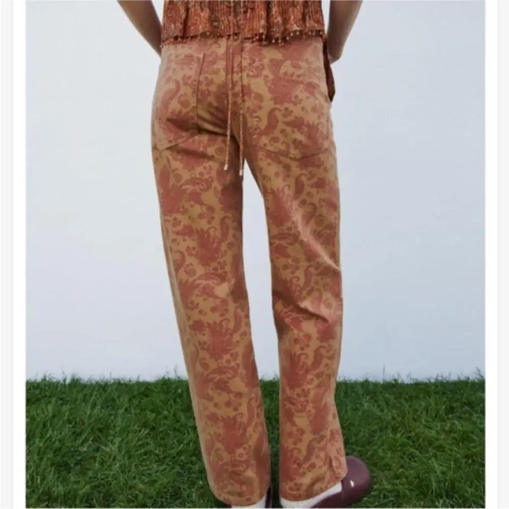 Brown tan paisley print